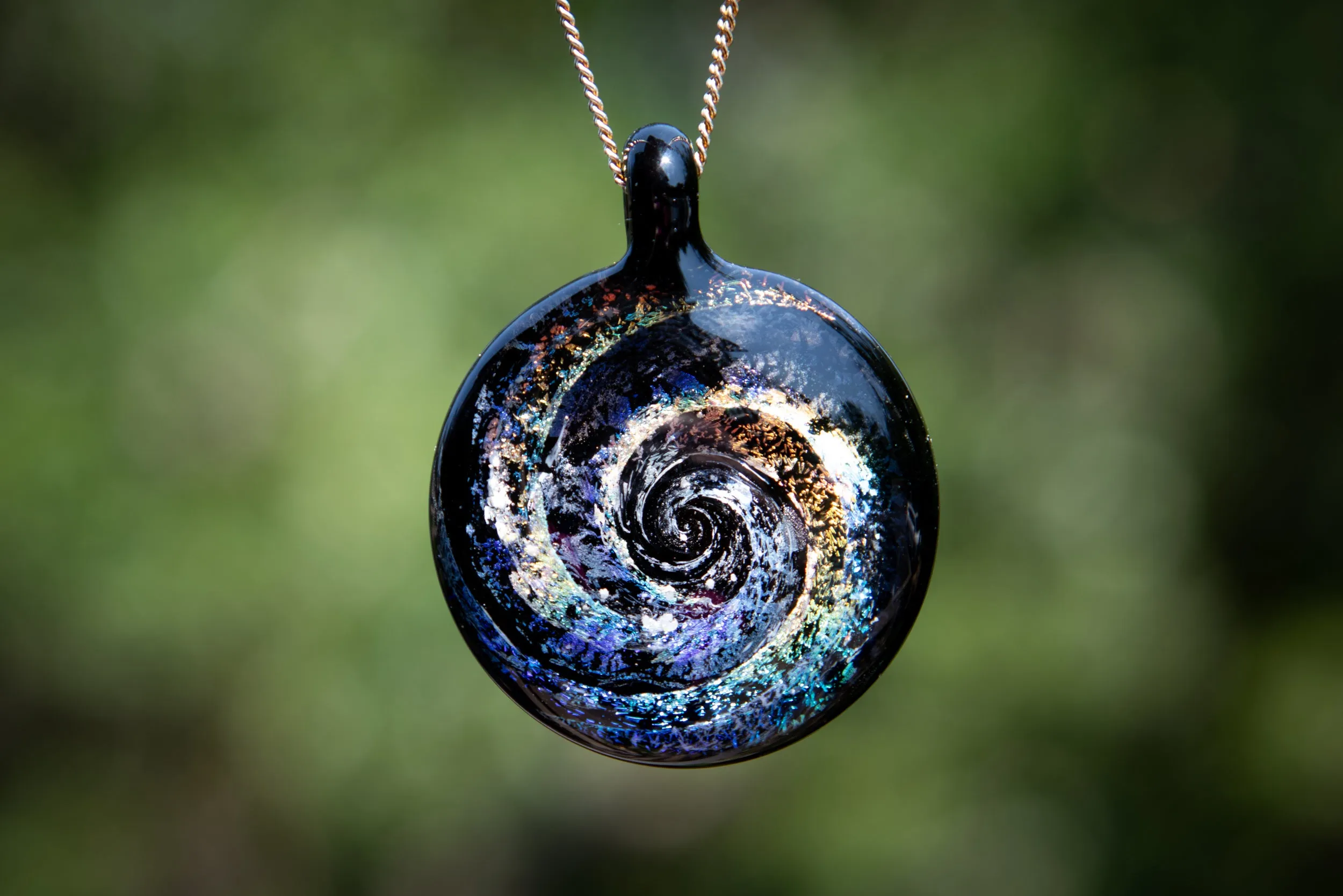 Dichro Rainbow Spin Pendant with Cremation Ash