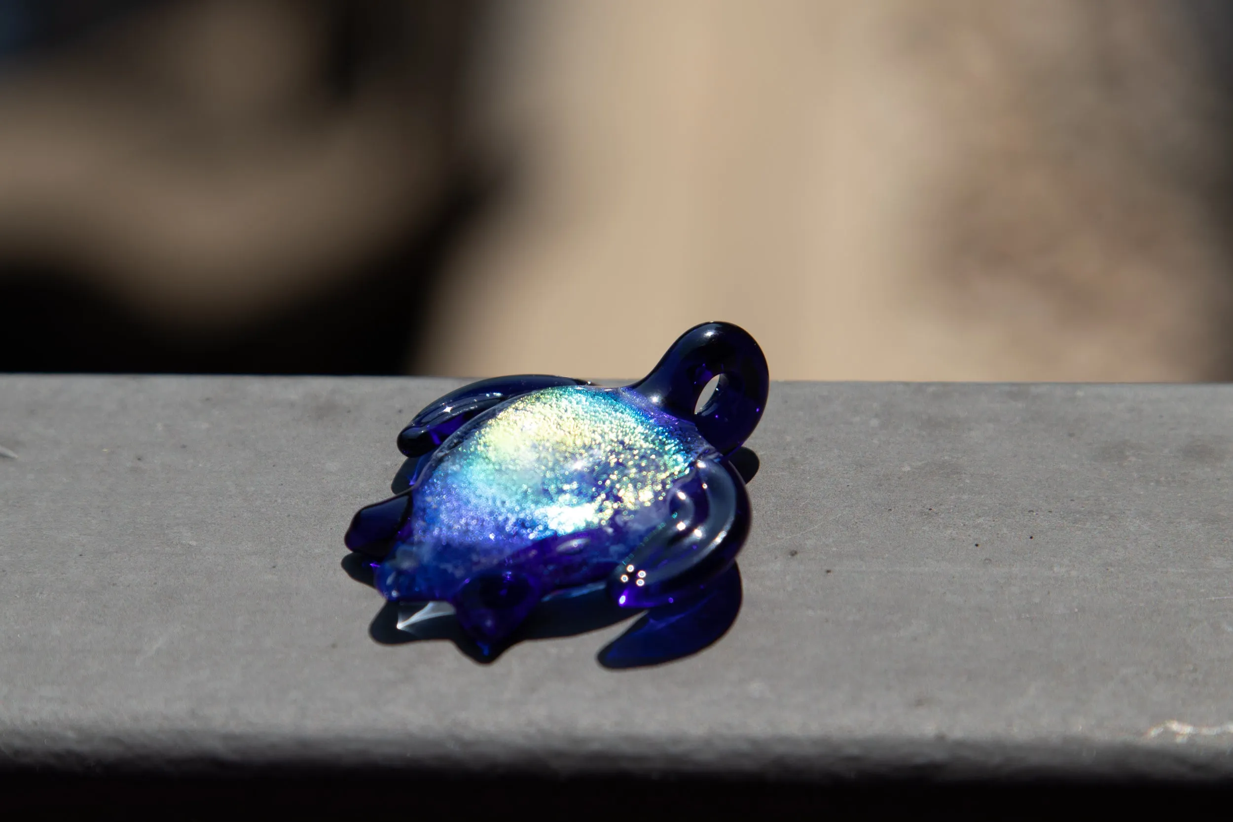 Dichroic Turtle Pendant with Ash