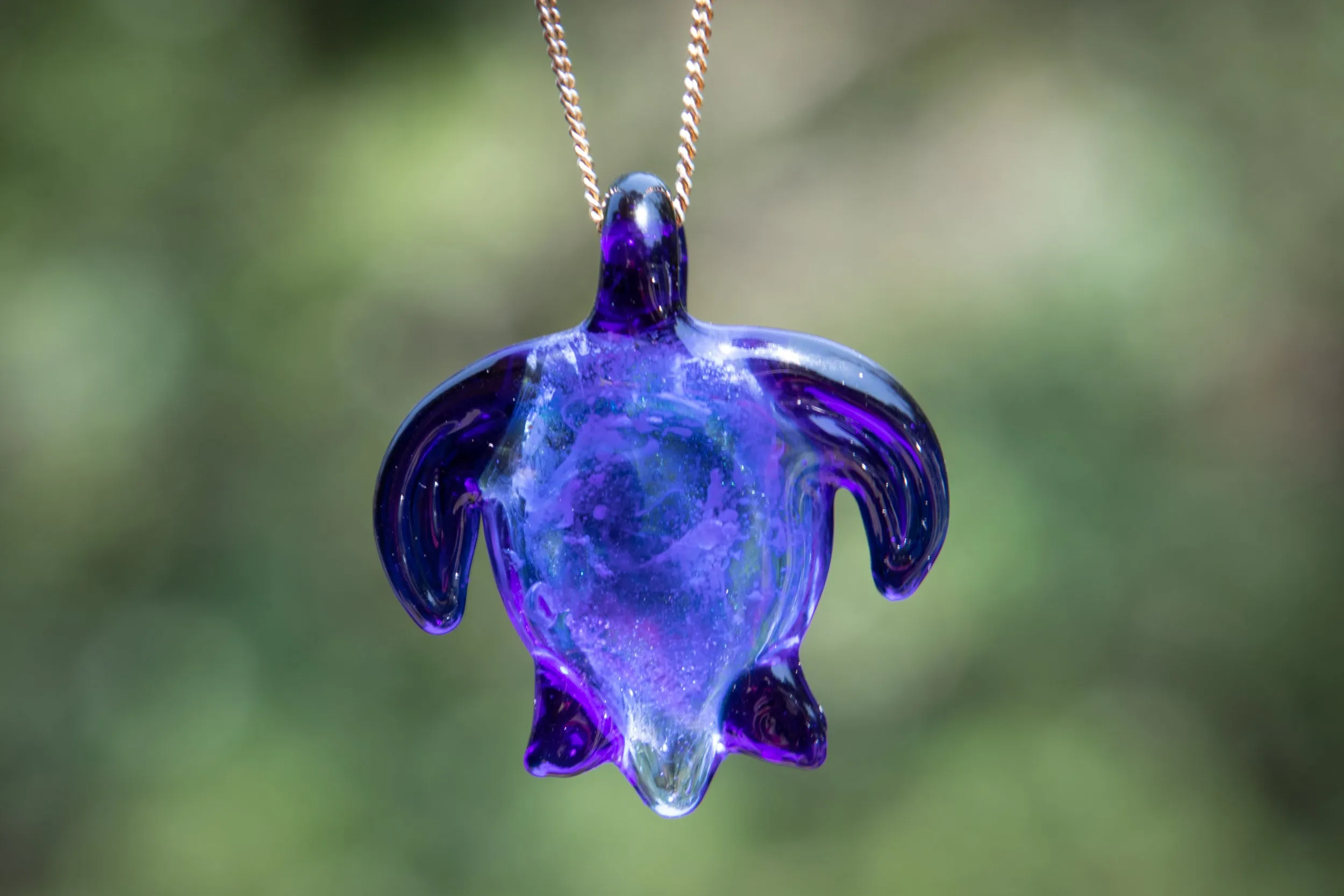 Dichroic Turtle Pendant with Ash