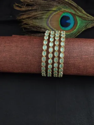 Elegant Uncut Polki Mehandi Bangles in Mint Color