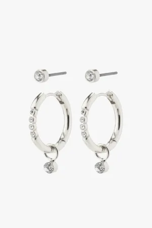 Elna Crystal Hoop Silver Set 2 Recycled Earrings