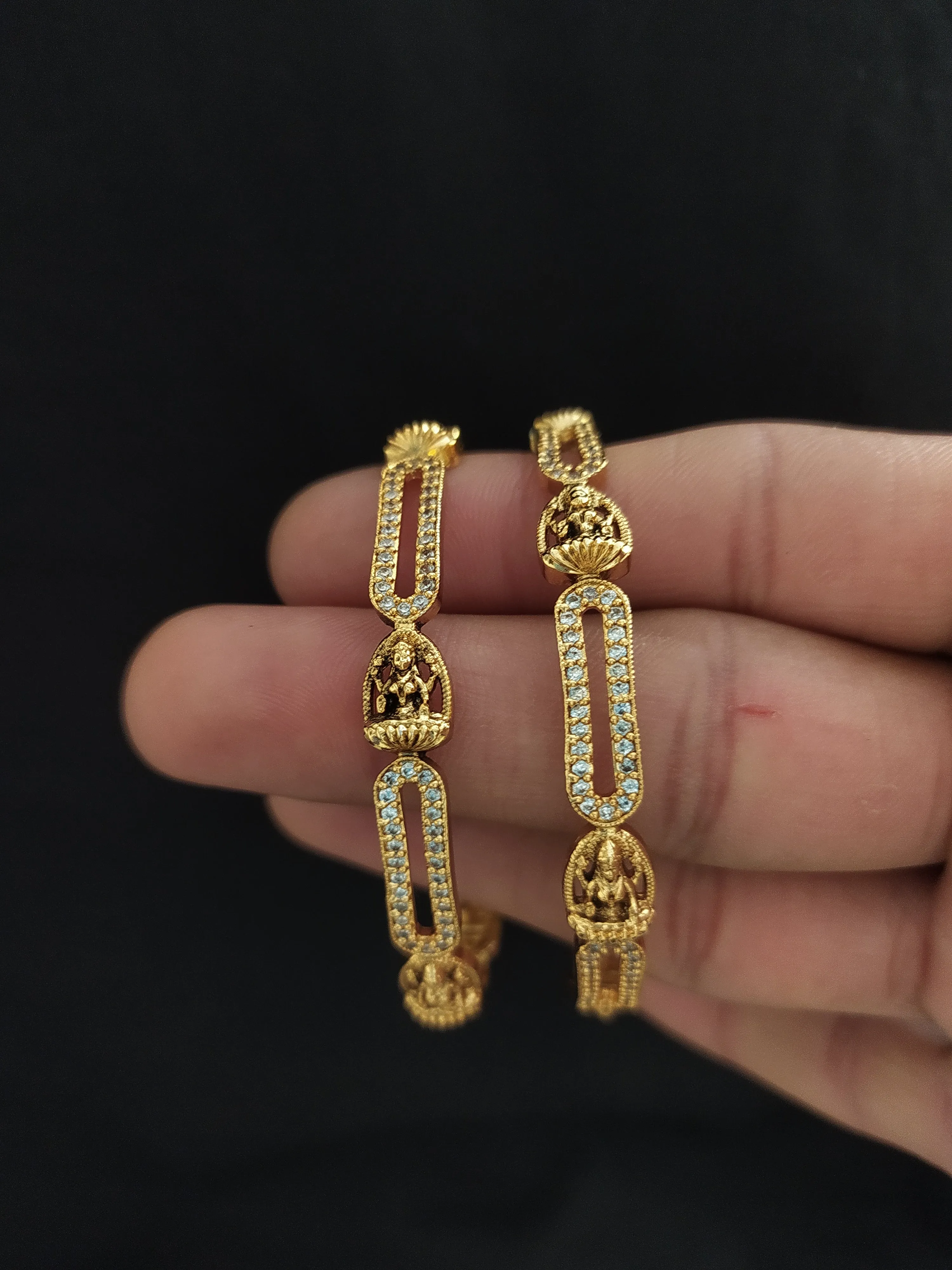 Embrace Divine Blessings With Antique Lakshmi Zircon Bangles