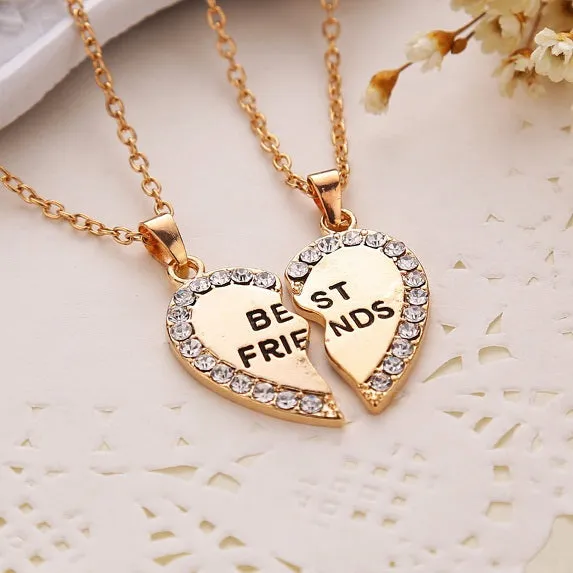 Fashion Friend Forever Series Two-color Gold And Silver Pendant Necklace One Half And A Half Girlfriend Brother Couple Wholesale