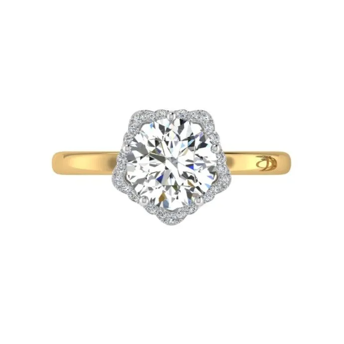 Floral Halo Diamond Engagement Ring