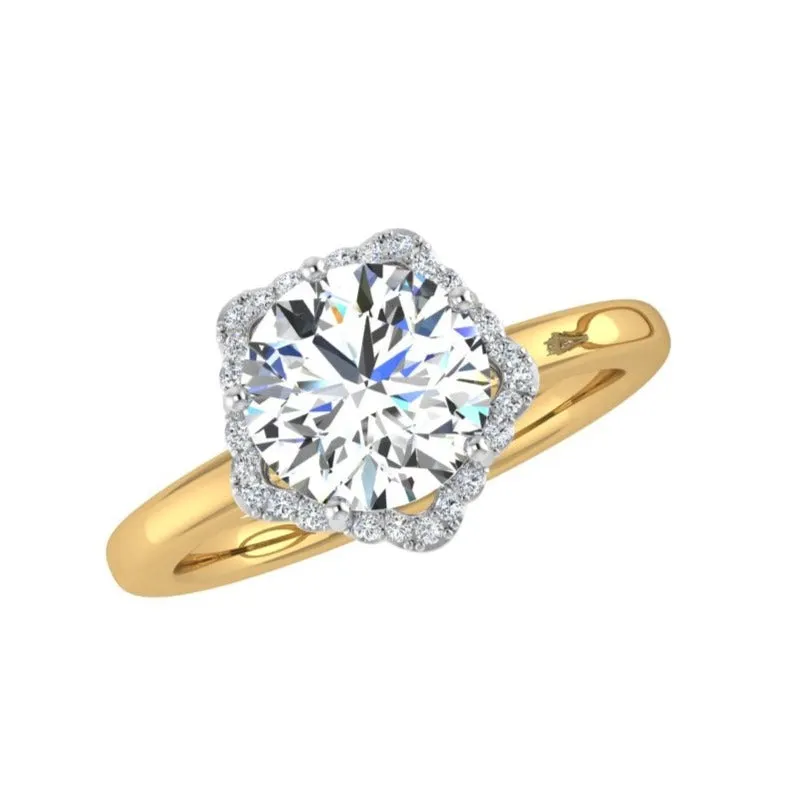 Floral Halo Diamond Engagement Ring