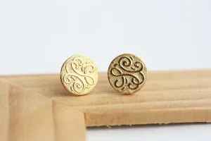 Gold Swirl Circle Studs