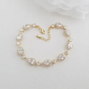 Gold Wedding Bracelets with Teardrops- Luna