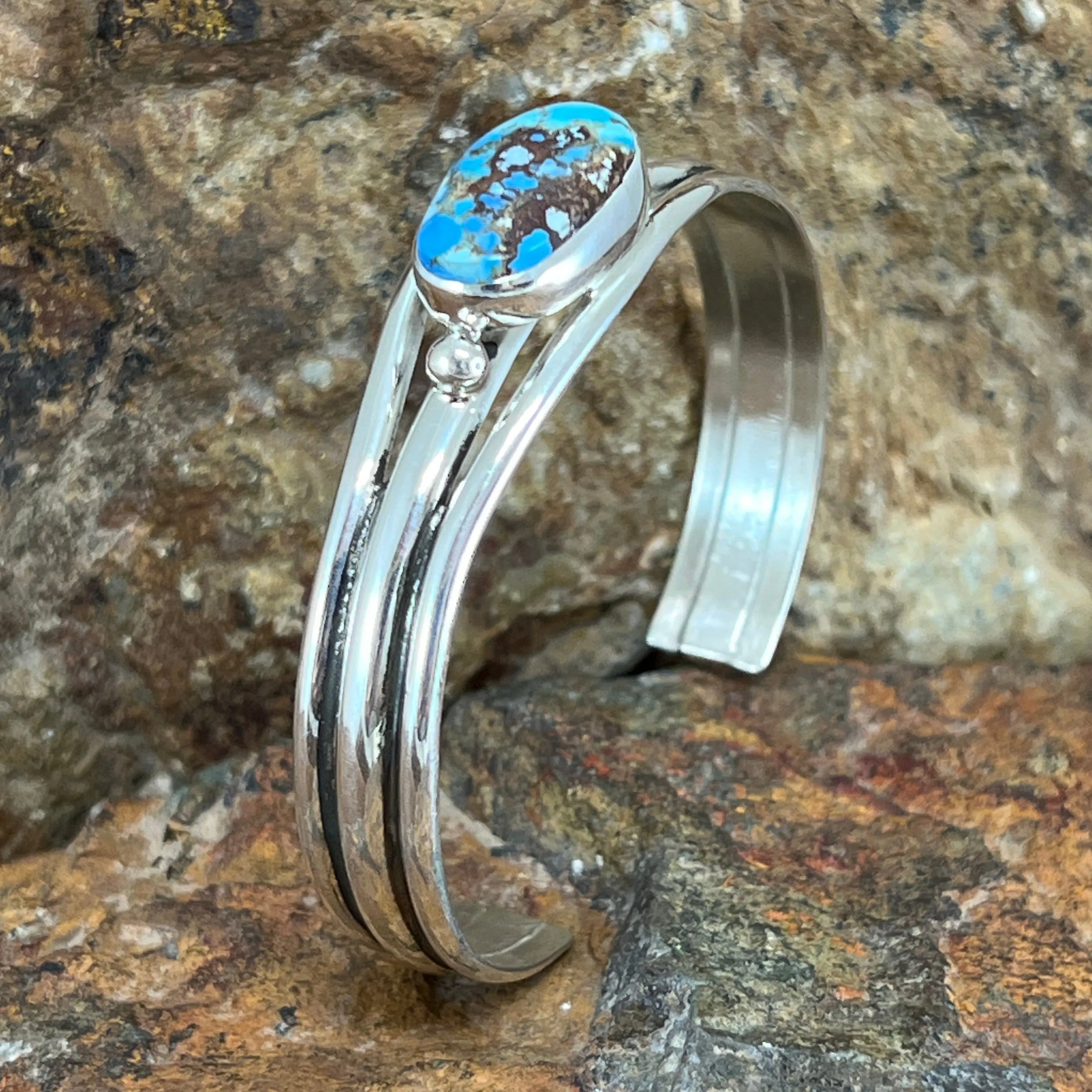 Golden Hill Turquoise Sterling Silver Bracelet by Akee Douglas