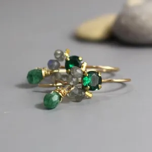 Green Glass Labradorite Petite Dancer Earrings