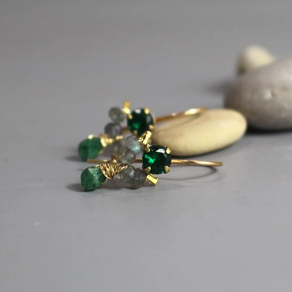 Green Glass Labradorite Petite Dancer Earrings