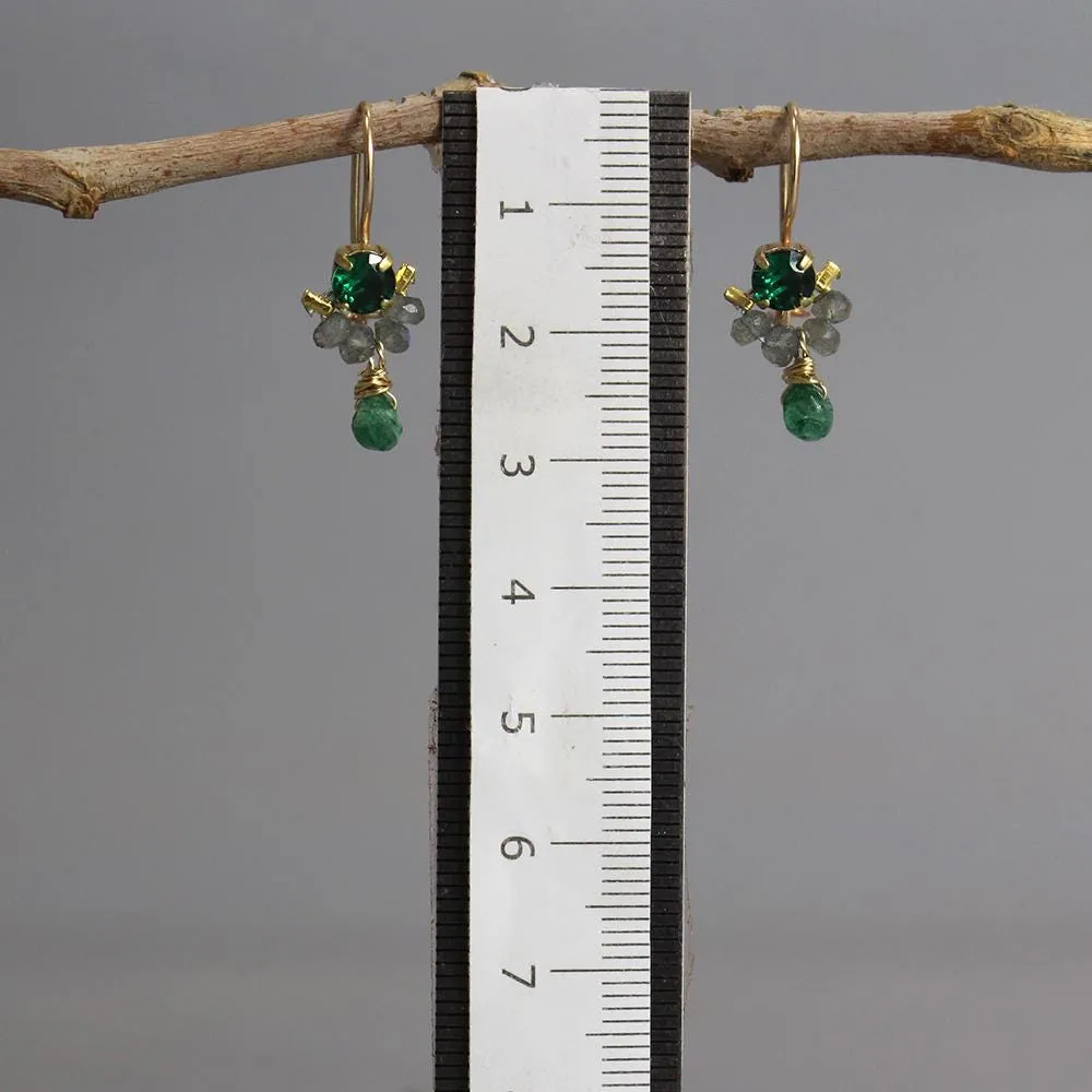 Green Glass Labradorite Petite Dancer Earrings