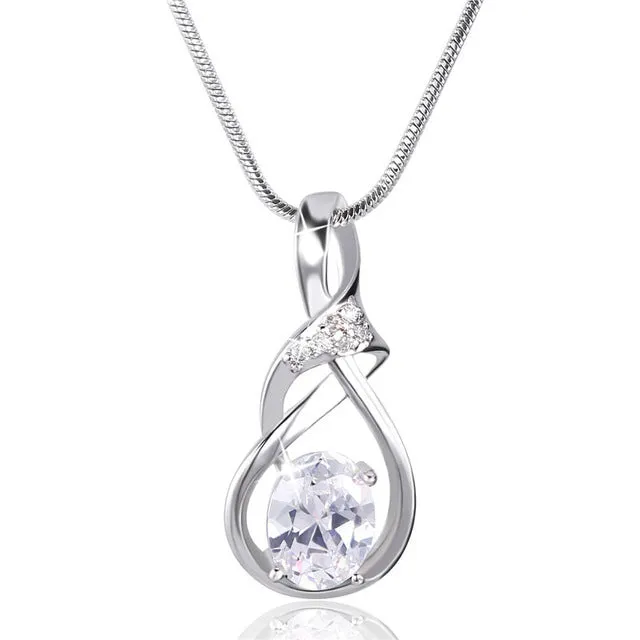 GULICX New Purple Crystal Wedding Jewelry for Women Gold-color Luxury Brand Statement Zirconia Pendant Necklace P019/P020