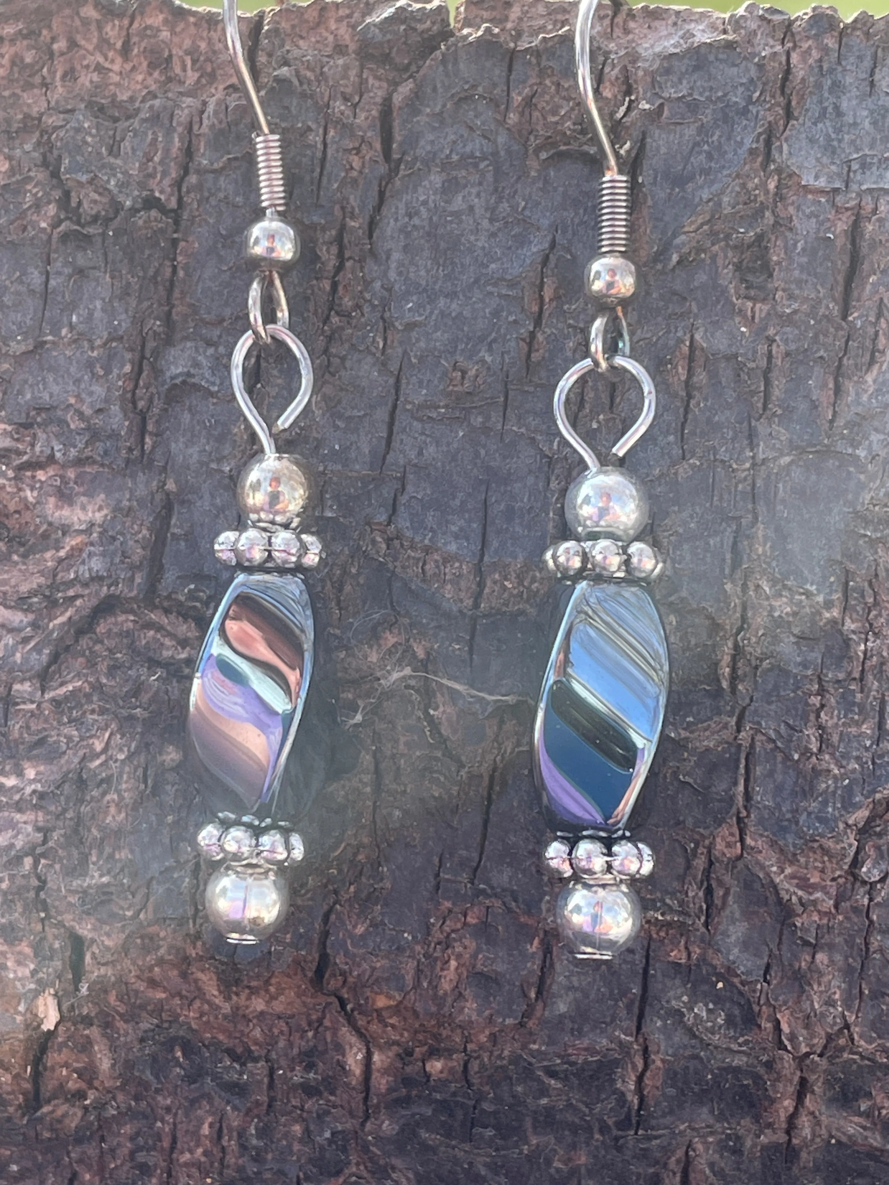 Hematite Earrings Twisted