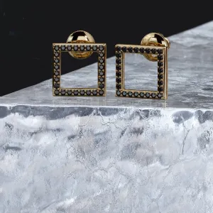 Ink Natura Black Diamonds Yellow Gold Unique Earrings