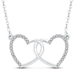 KATARINA Diamond Interlinked Double Heart Fashion Pendant Necklace (1/8 cttw, GH, I2-I3)