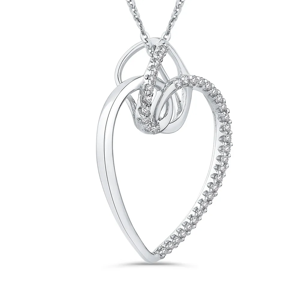 KATARINA Double Heart Diamond Pendant Necklace (1/5 cttw)