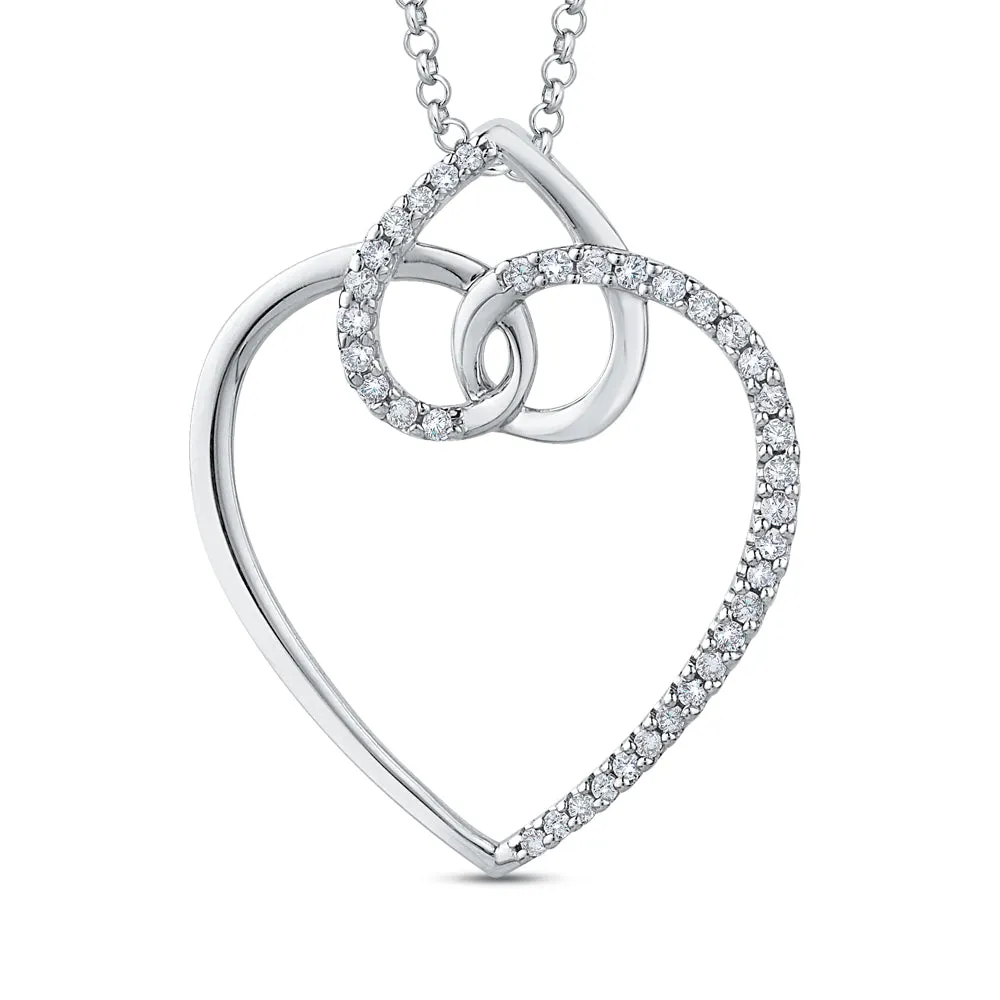 KATARINA Double Heart Diamond Pendant Necklace (1/5 cttw)