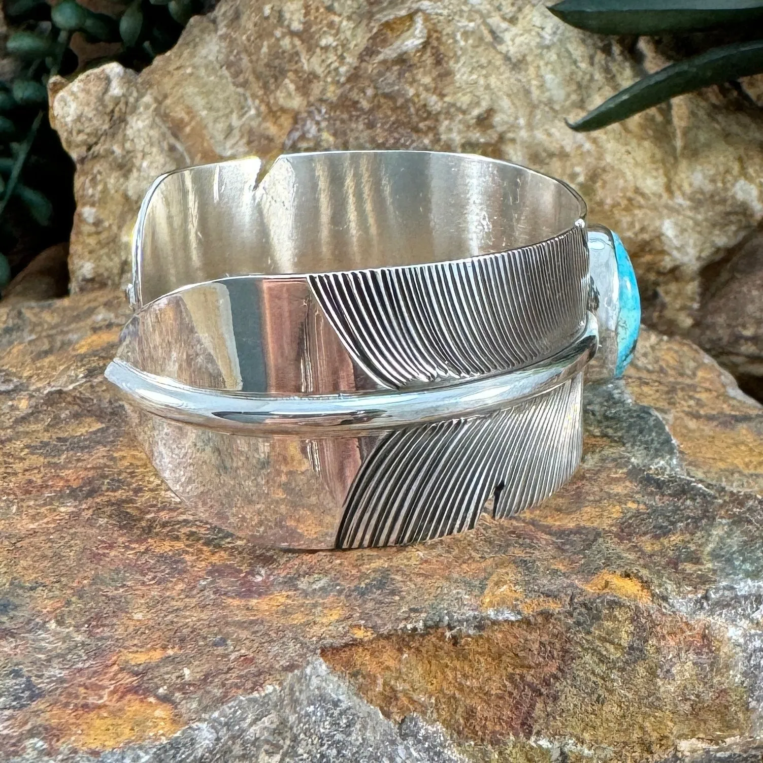 Kingman Turquoise Sterling Silver Cuff Bracelet by R. Cruz