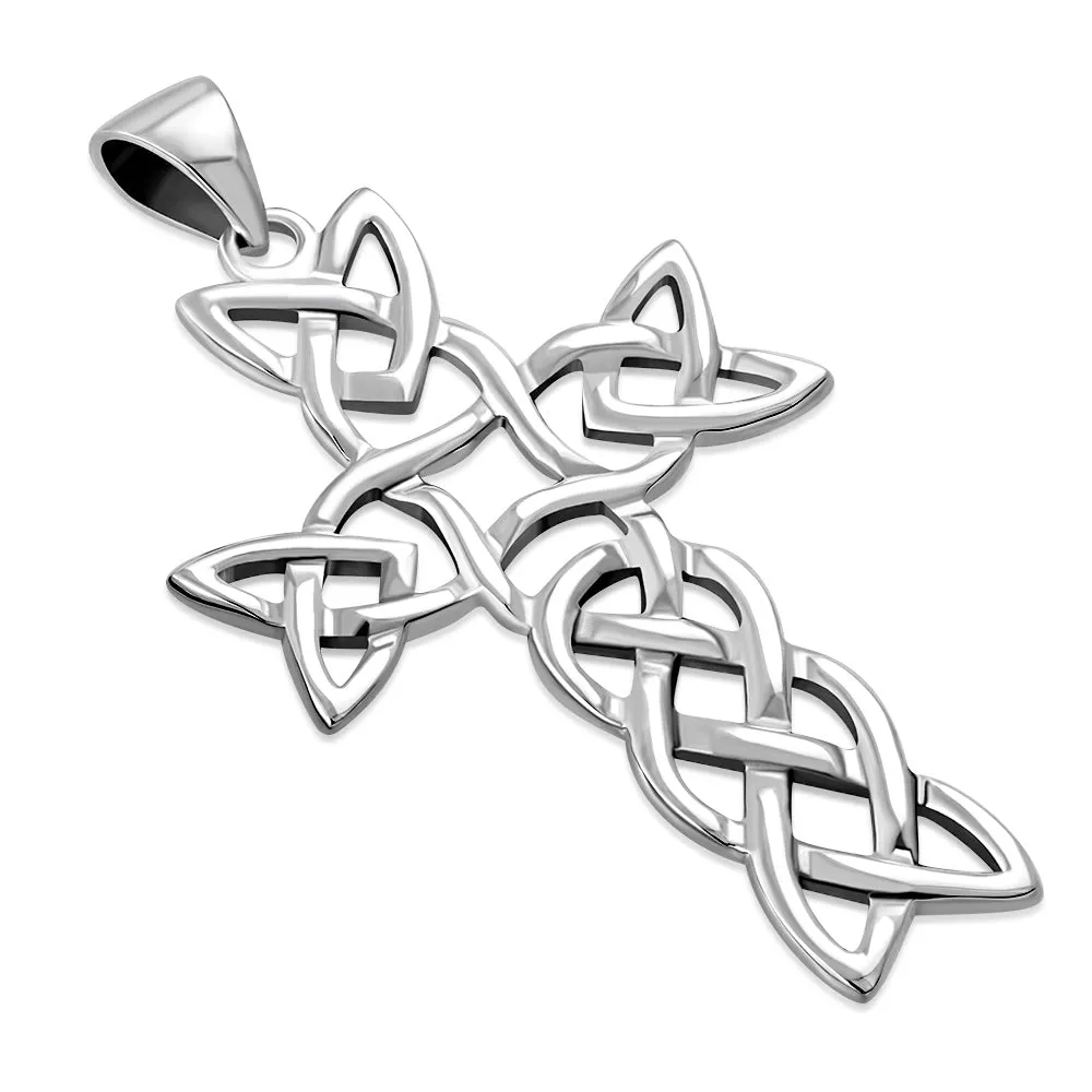 Large Silver Celtic Cross Necklace