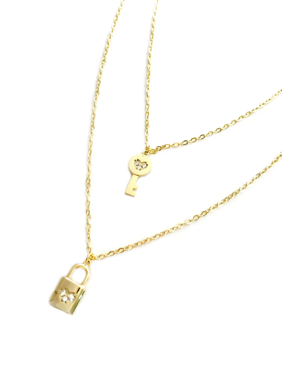 Layered Lock & Key Necklace