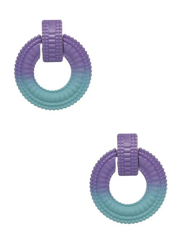 Line Etched Round Drop Earring