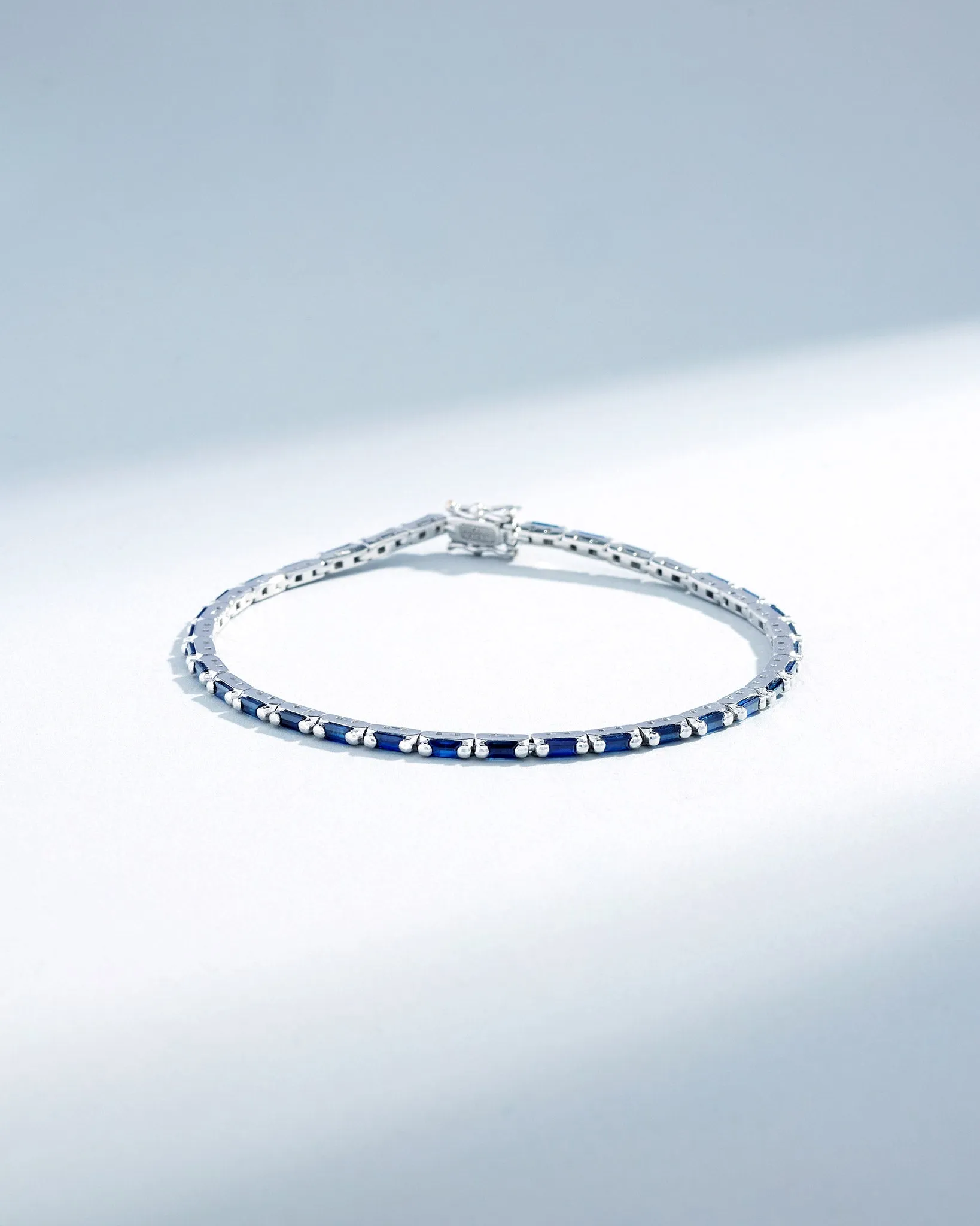 Linear Dark Blue Sapphire Tennis Bracelet