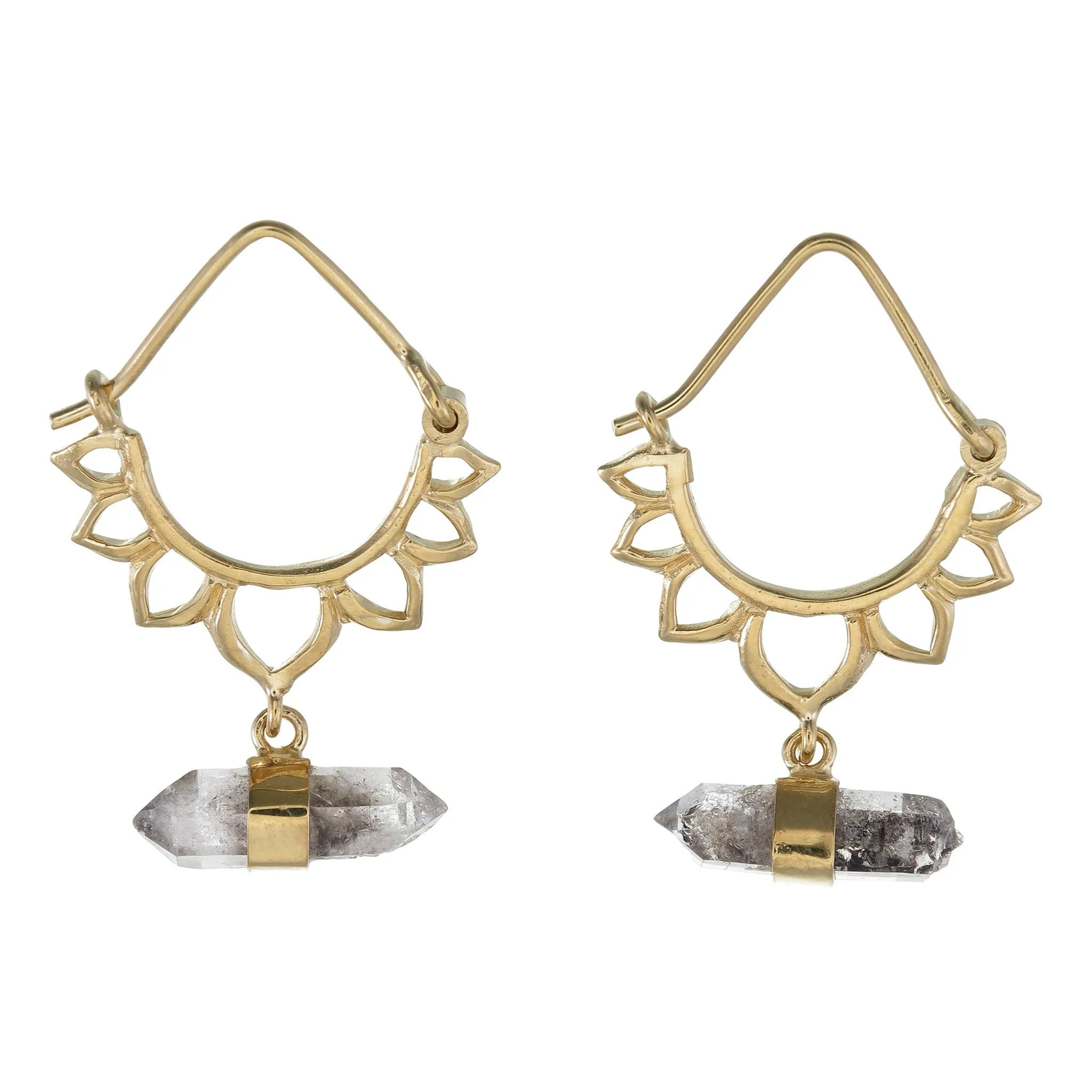 LOTUS CRYSTAL EARRINGS - GOLD