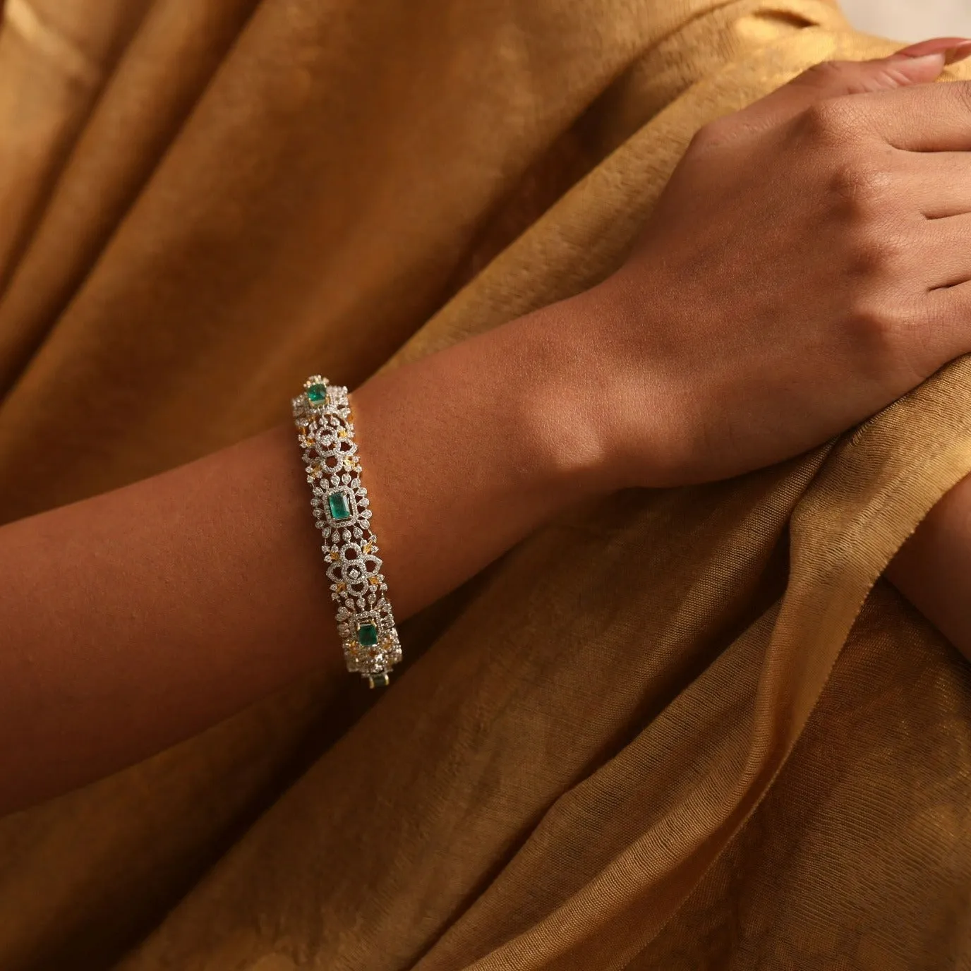 Malini CZ Silver Bangles