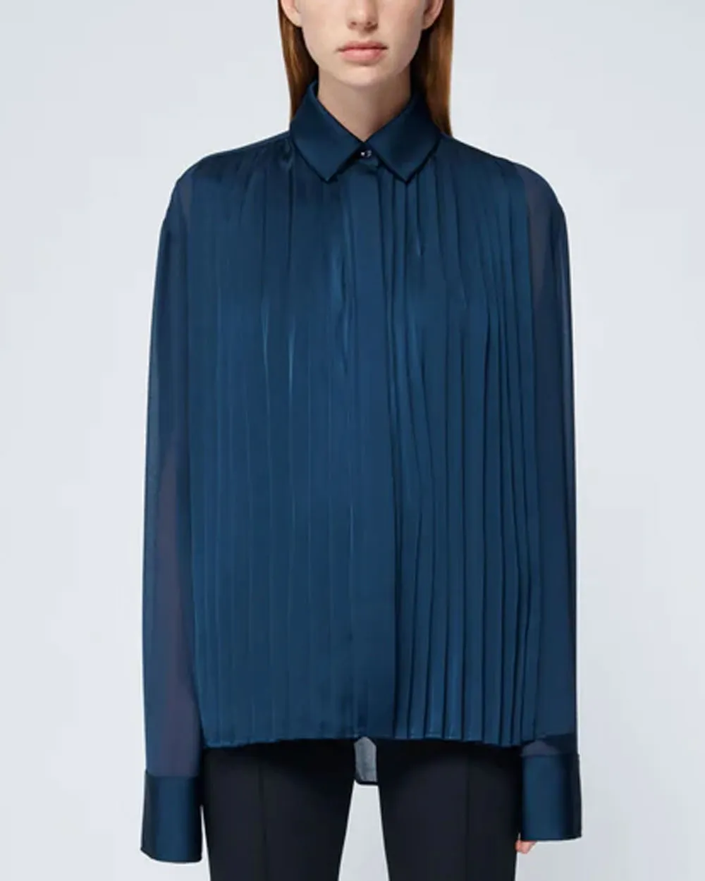 Midnight Vinka Long Sleeve Pleated Shirt