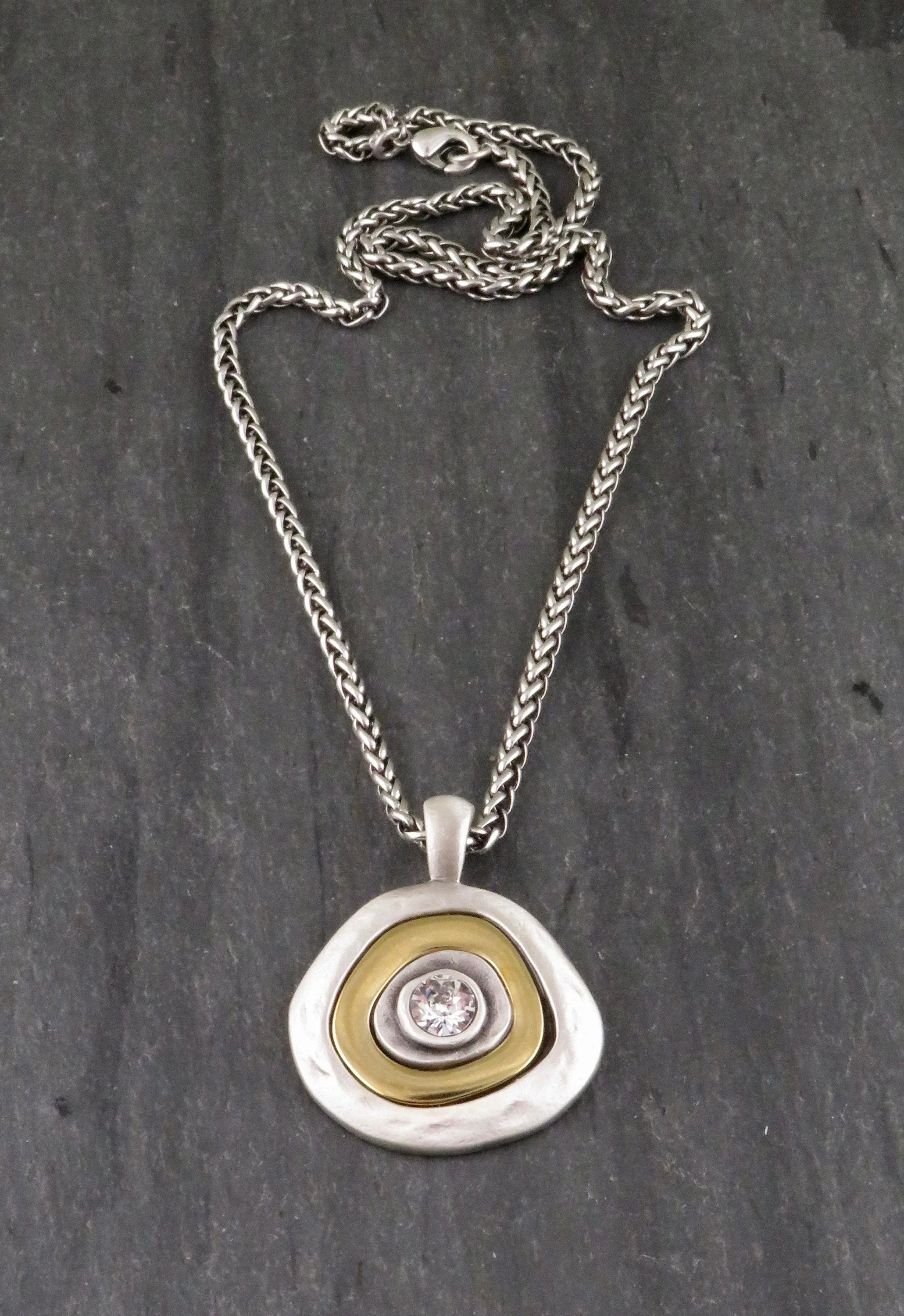 Mixed Metal Silver Medallion Necklace - Large