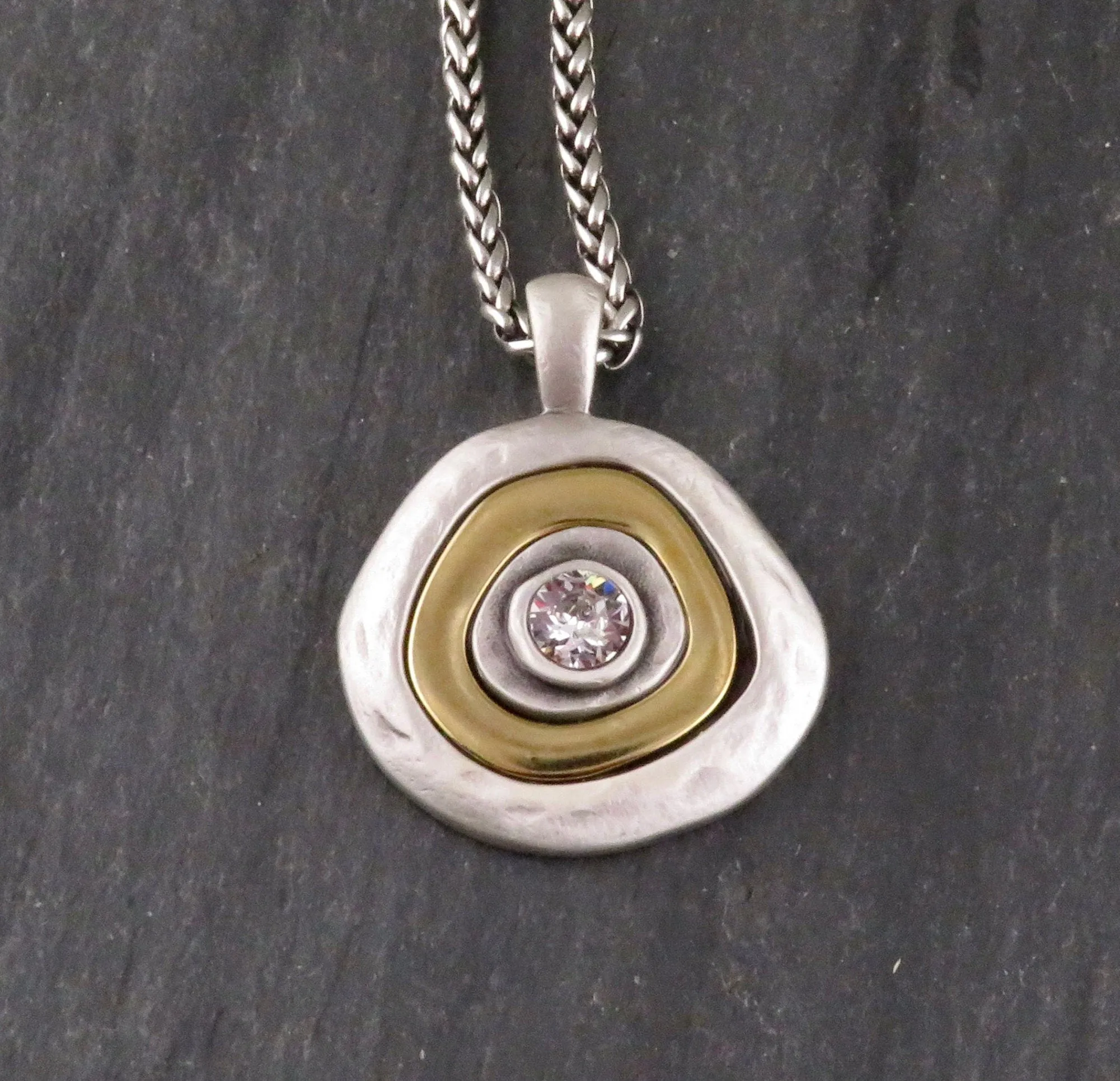 Mixed Metal Silver Medallion Necklace - Large