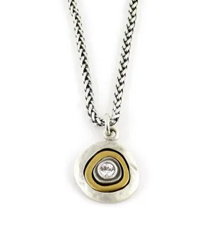 Mixed Metal Silver Medallion Necklace - Small