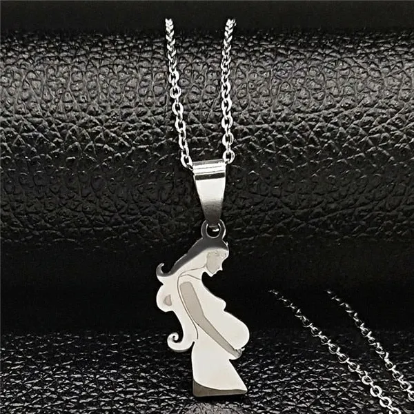 Mom Daughter Stainless Steel Chain Necklace Silver Color Necklaces Pendants Jewelry Mother's Day Christmas Gift