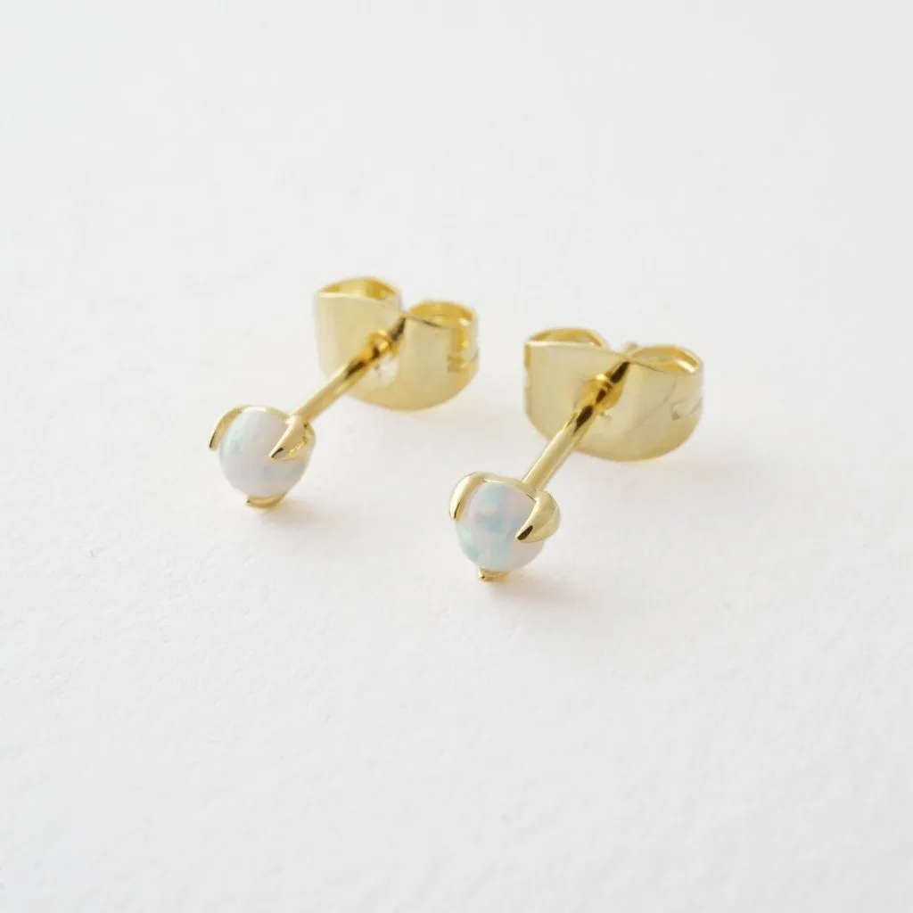 Opal Orb Solitaire Studs