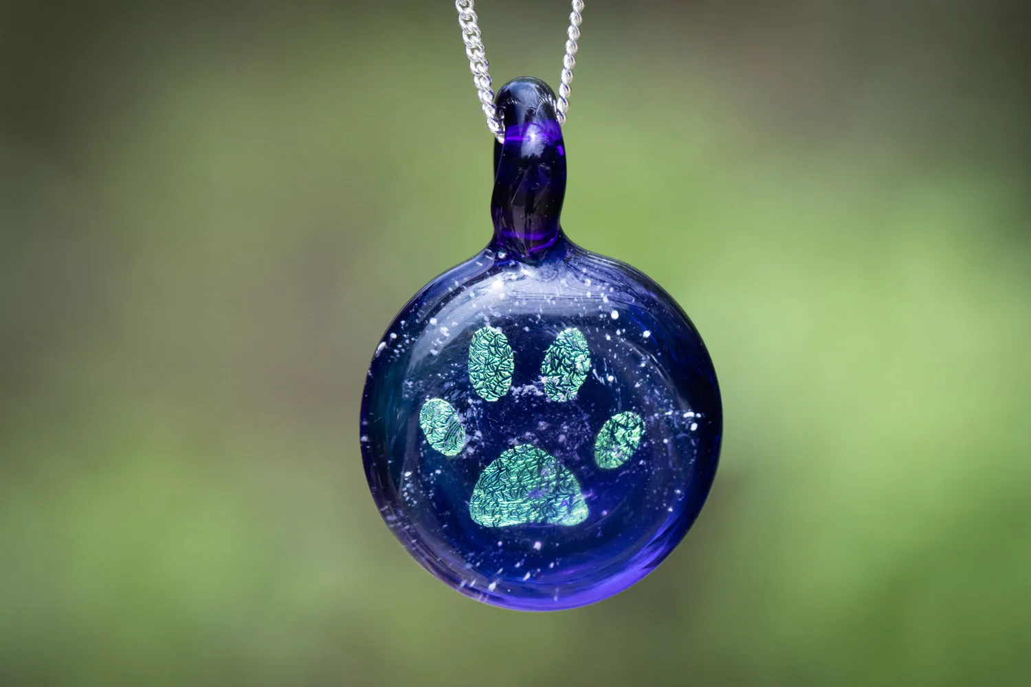 Pawprint Foil Pendant with Cremation Ash