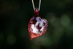 Pawprint Heart Pendant with Cremation Ash