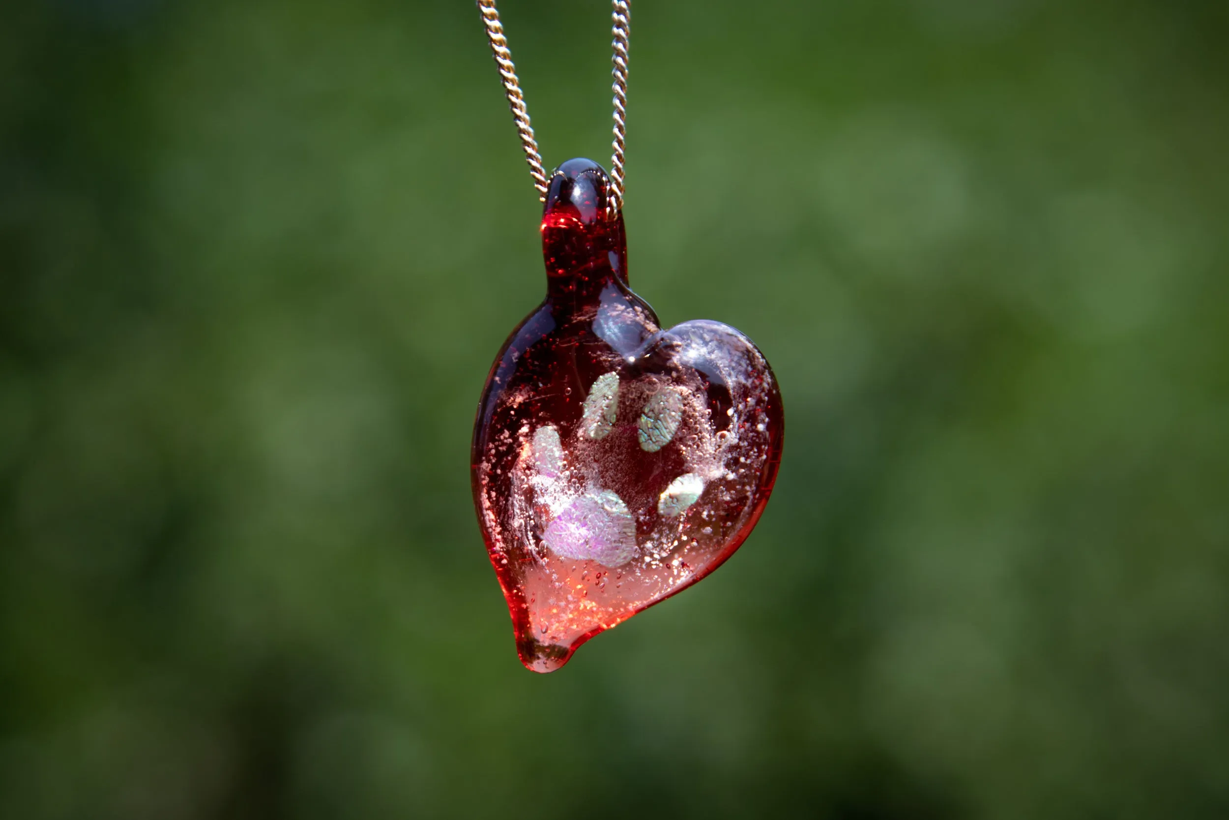 Pawprint Heart Pendant with Cremation Ash