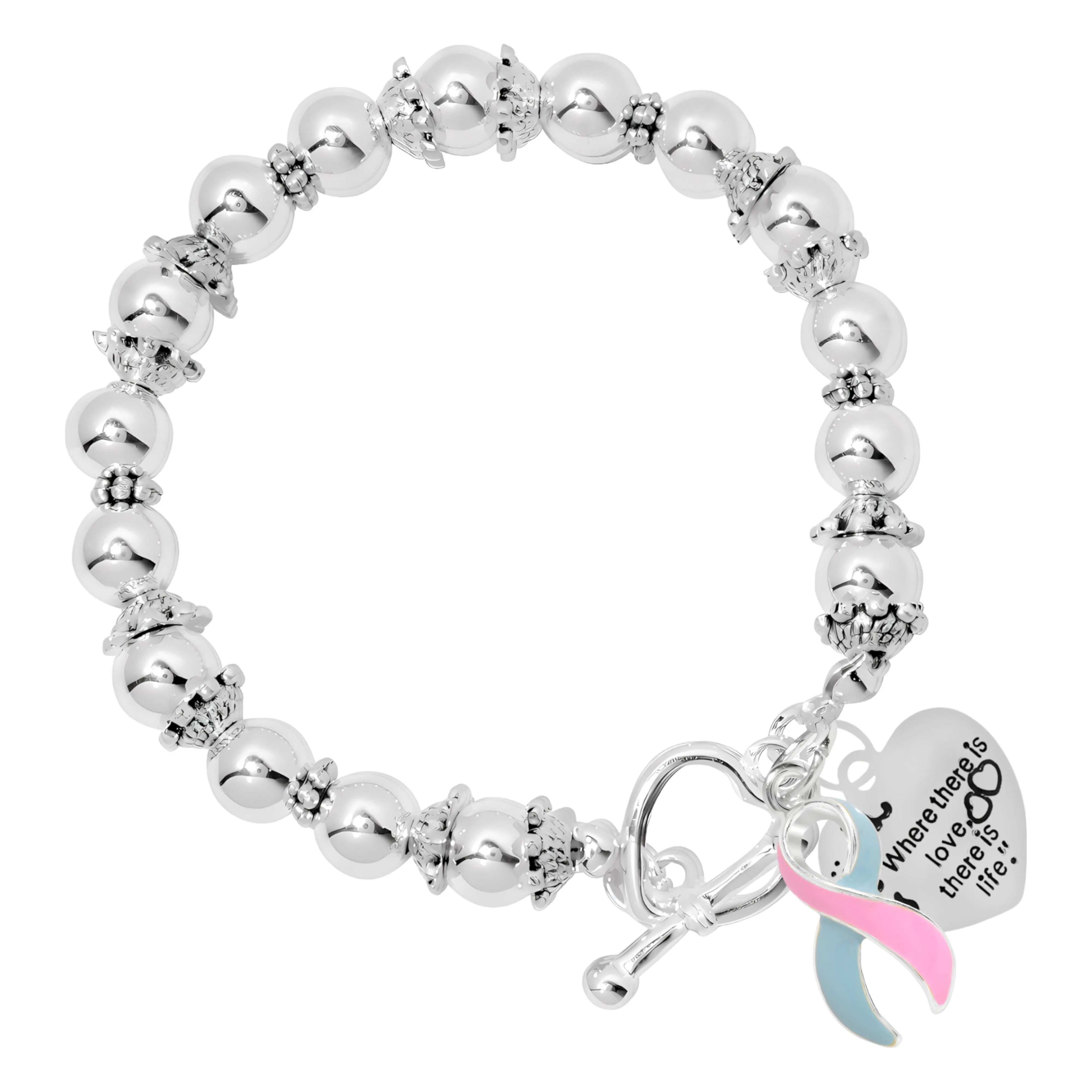 Pink & Blue Ribbon Where There is Love Bracelets