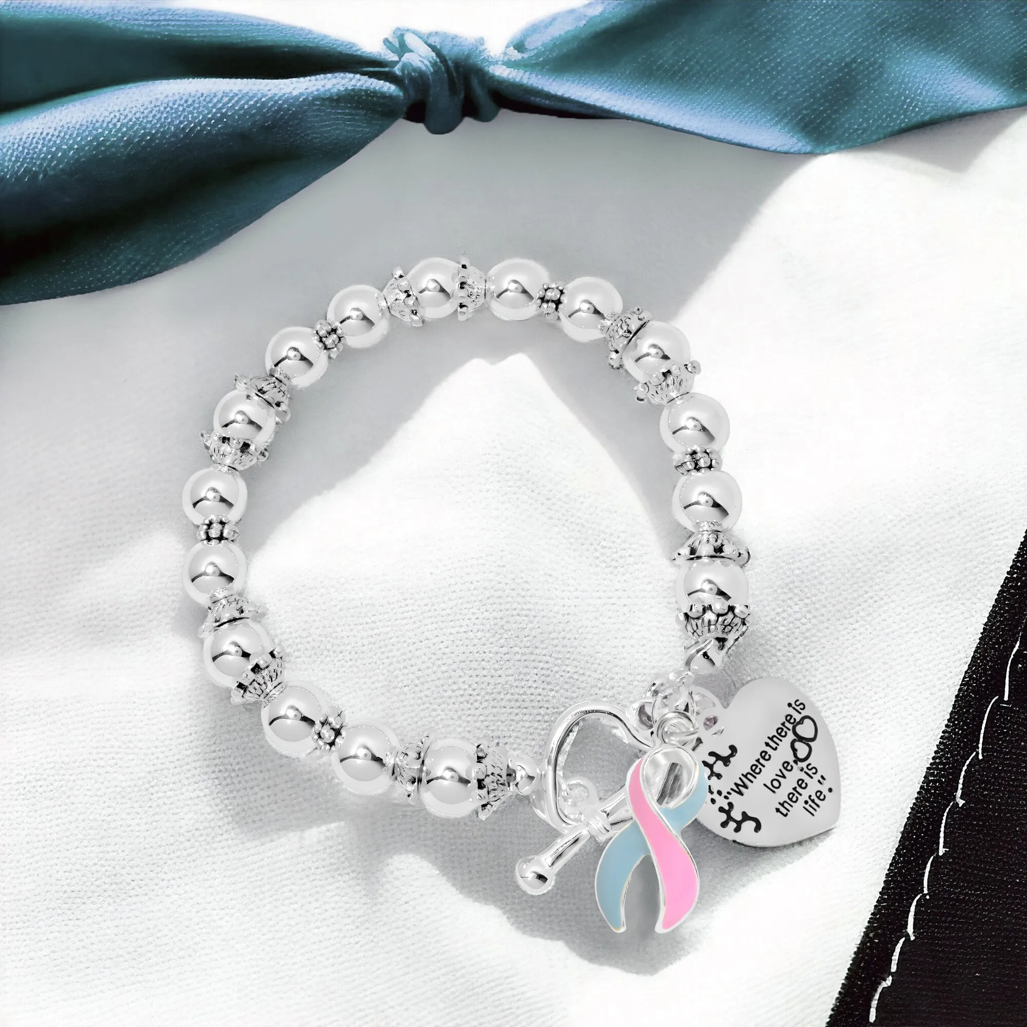 Pink & Blue Ribbon Where There is Love Bracelets