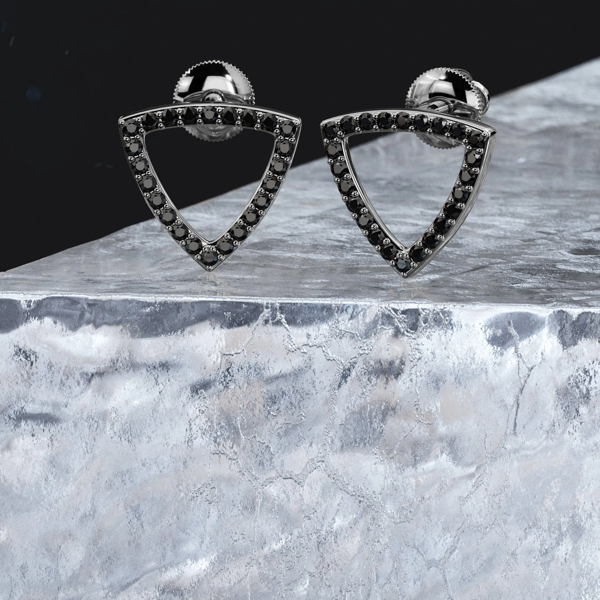 Playa Negra Natura Black Diamonds White Gold Unique Earrings