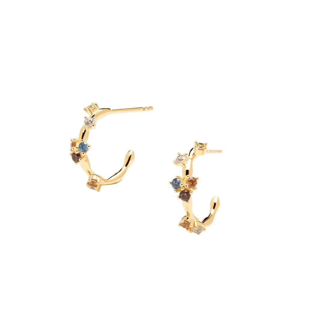 Rainbow Gold Hoops Delicate Sparkle