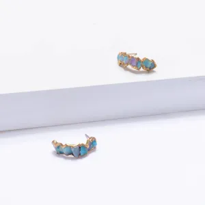 Raw Opal Half Hoop Cluster Earrings