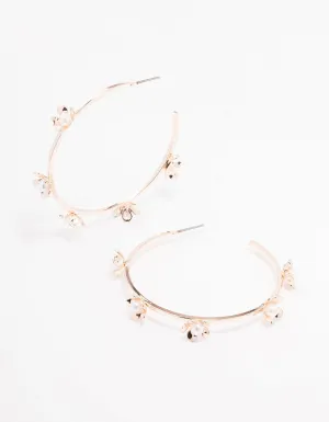 Rose Gold Delicate Flower Hoop Earrings