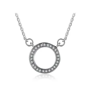 Round Hollow Design CZ Soild 925 Sterling Silver Necklace & Pendants Fashion Women Necklace Vintage Jewelry