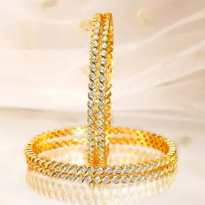 Rubans Set of 4, 22K Gold-Plated Cubic Zirconia Studded Handcrafted Bangles