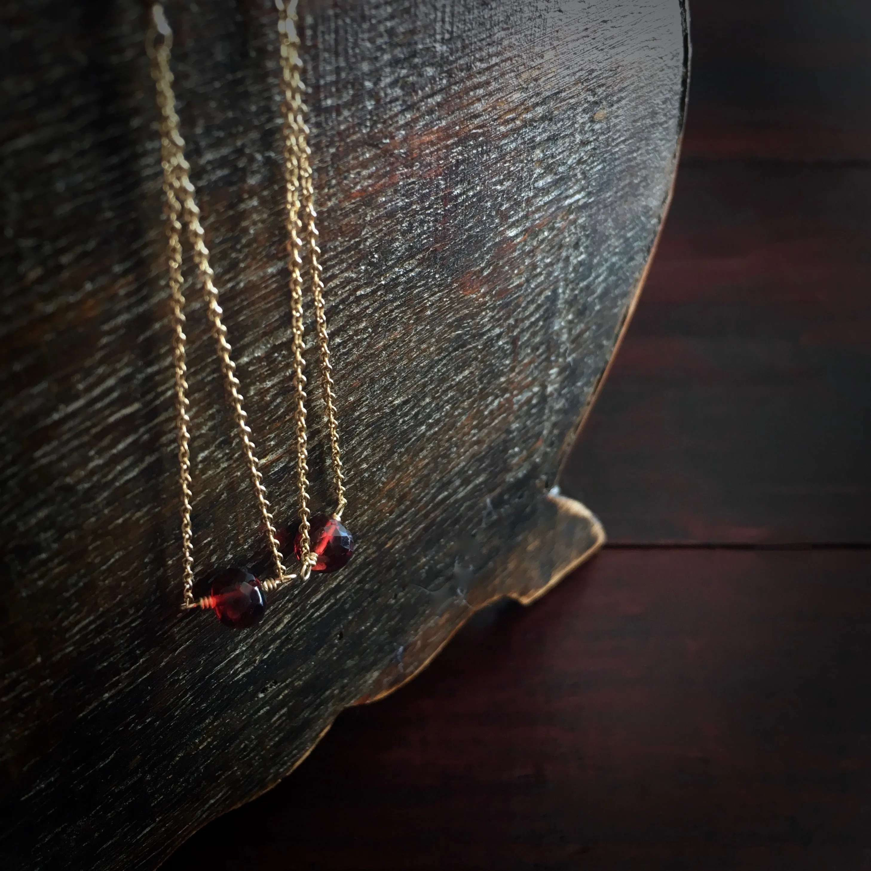 Salem - Garnet, 14k Gold Filled Earrings