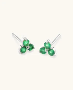 *SAMPLE SALE* Emerald Large Fleur Studs Silver