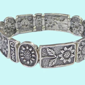 Silver Bracelet Israeli bracelets floral bracelet