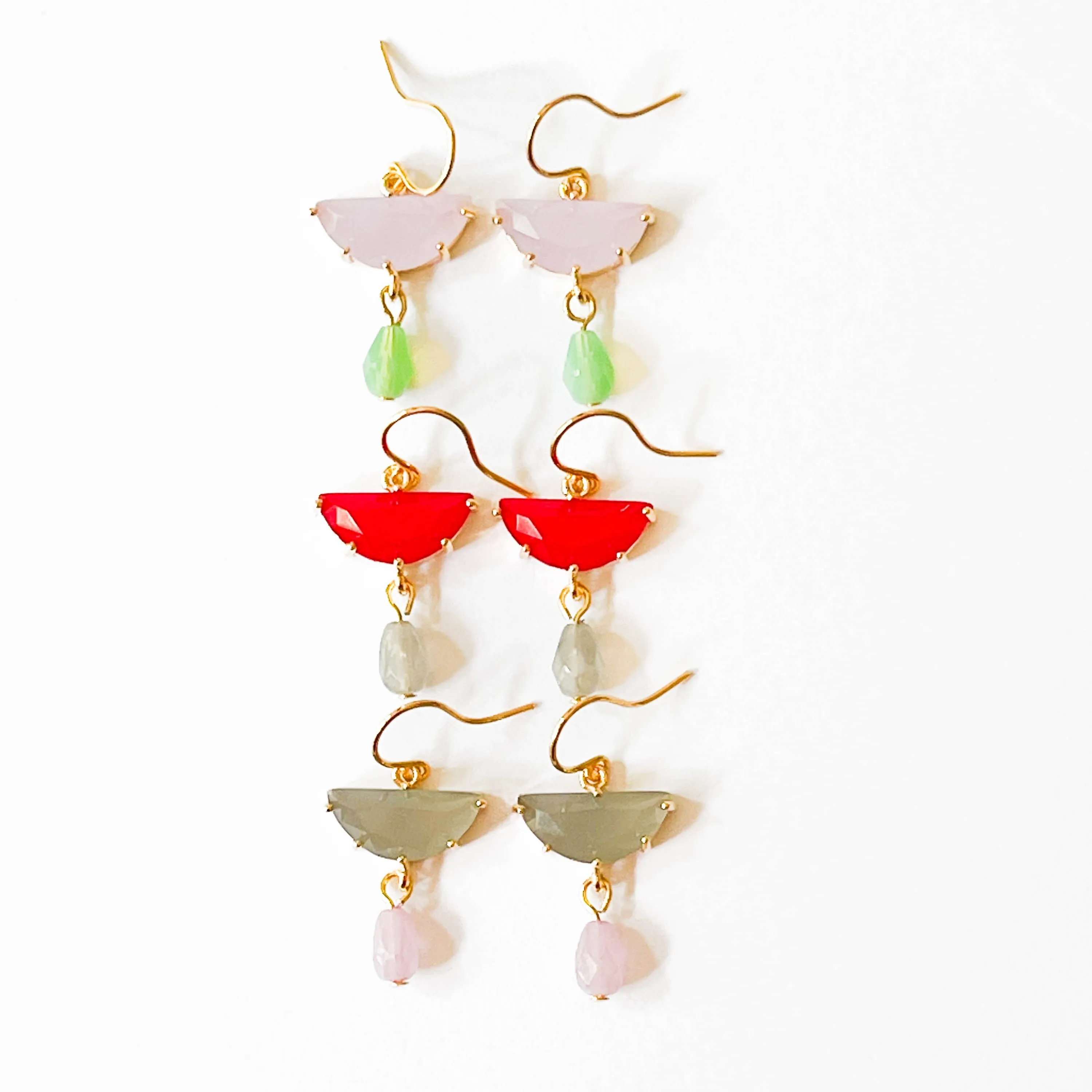 Small Colorful Half Moon Earrings - WS