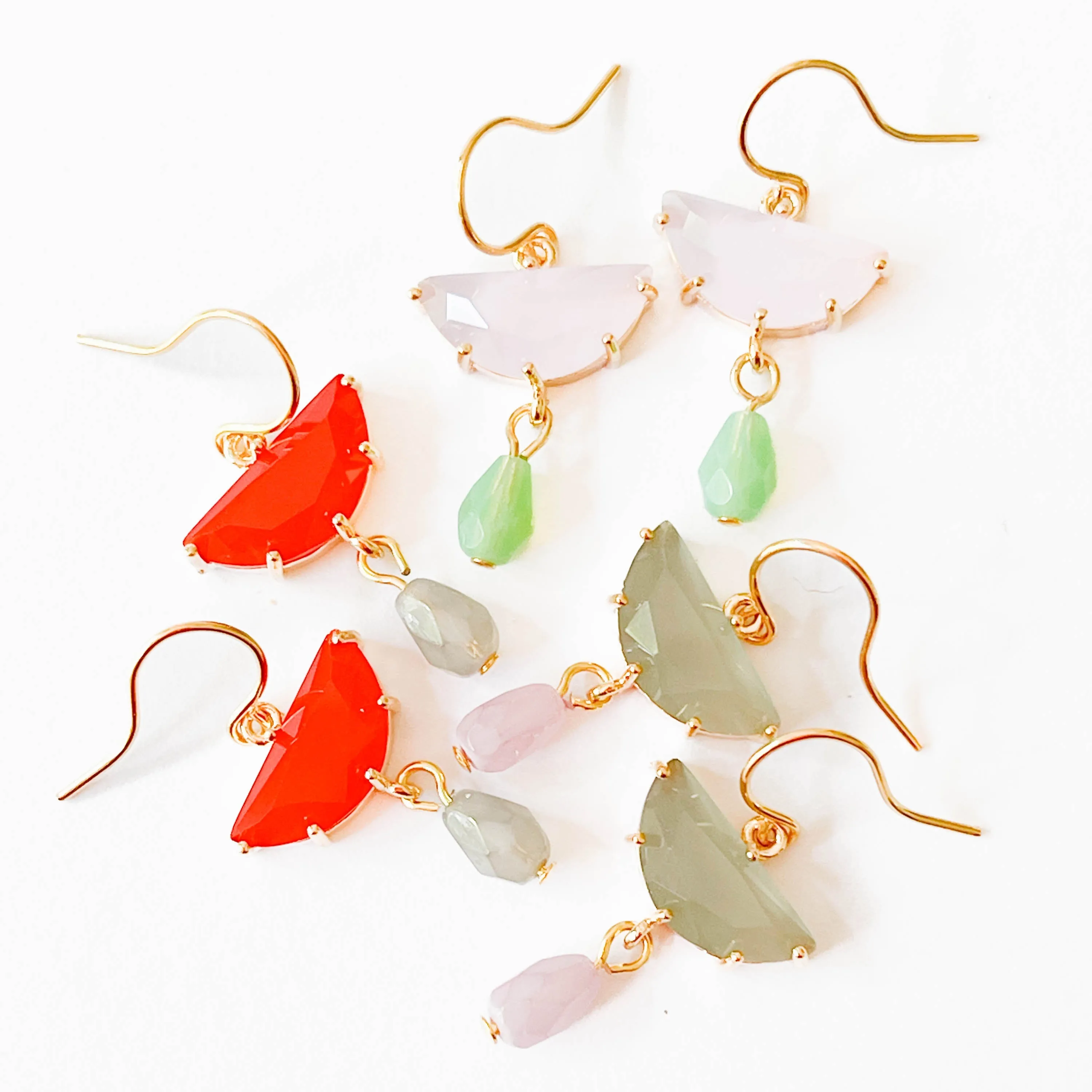 Small Colorful Half Moon Earrings - WS